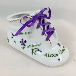 Celebrate Life 18 hand painted personalized porcelain baby shoe