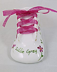 Celebrate Life 18 hand painted & personalized porcelain baby shoe