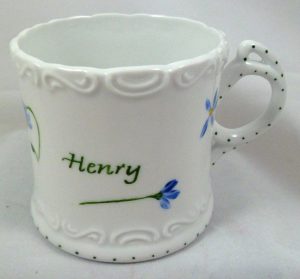 Celebrate Life 18 hand painted & personalized porcelain baby mug