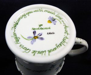 Celebrate Life 18 hand painted & personalized porcelain baby mug