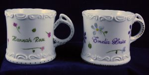 Celebrate Life 18 hand painted & personalized porcelain baby mug