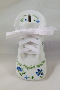 Celebrate Life 18 hand painted & personalized porcelain baby shoe