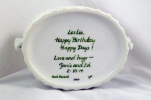 hand painted personalized porcelain birthday cachepot