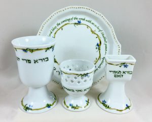 hand painted personalized porcelain judaica, Havdalah Set