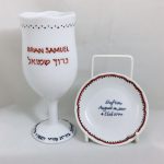 Celebrate Life 18 hand painted & personalized porcelain Kiddush cup set