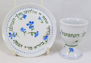 Celebrate Life 18 hand painted personalized porcelain miniature Kiddush Cup Set