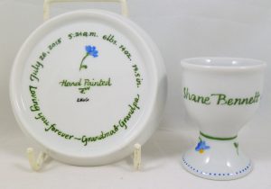 Celebrate Life 18 hand painted personalized porcelain miniature Kiddush Cup Set