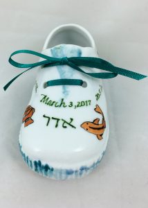 Celebrate Life 18 hand painted personalized porcelain baby shoe