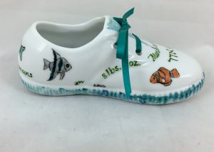 Celebrate Life 18 hand painted & personalized porcelain baby shoe