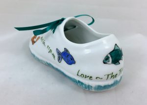 Celebrate Life 18 hand painted & personalized porcelain baby shoe