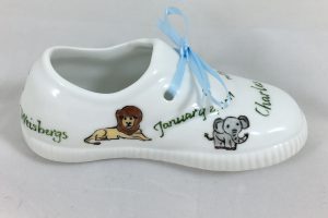 Celebrate Life 18 hand painted & personalized porcelain baby shoe