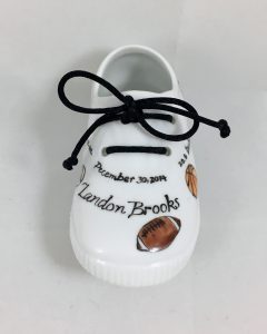 hand painted personalized porcelain baby shoe sneaker