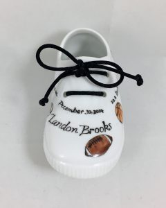 Celebrate Life 18 hand painted & personalized porcelain baby shoe