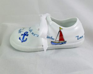 Celebrate Life 18 hand painted & personalized porcelain baby shoe