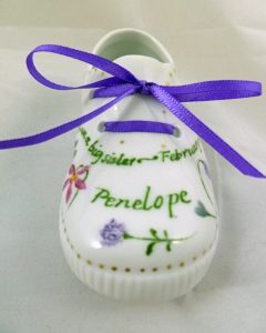 Celebrate Life 18 hand painted & personalized porcelain baby shoe