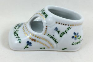 Celebrate Life 18 hand painted personalized porcelain baby shoe