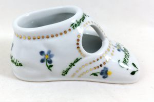 Celebrate Life 18 hand painted personalized porcelain baby shoe