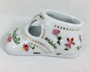 Celebrate Life 18 hand painted & personalized porcelain baby shoe