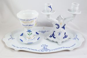 Celebrate Life 18 hand painted & personalized porcelain judaic Wedding Shabbat Set 