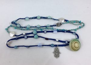 Celebrate Life 18 hand woven custom necklaces and wrap bracelets with semi precious stone beads, with spiritual meaning, personalized and based on gematria and numerology 