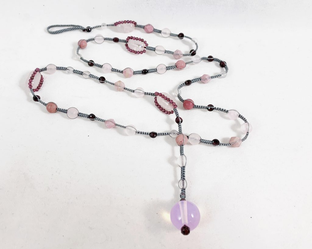 Celebrate Life 18 floating and hand woven custom necklaces and wrap bracelets with semi precious stone beads, with spiritual meaning, gematria and numerology