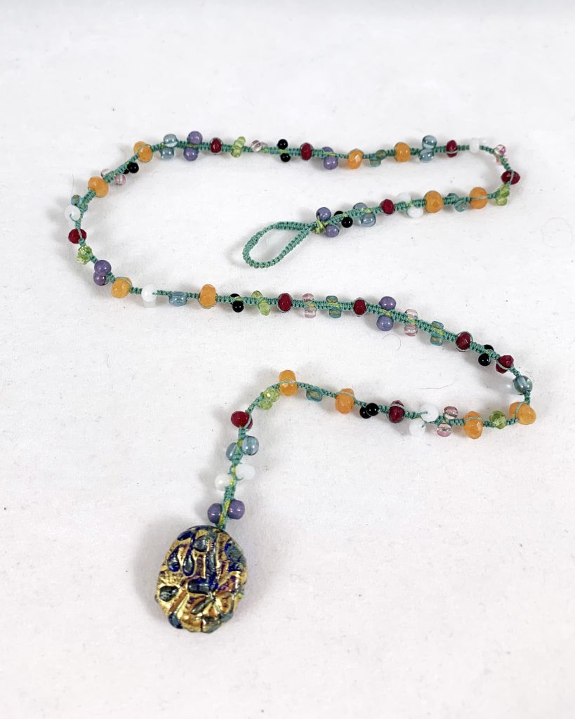Celebrate Life 18 floating and hand woven custom necklaces and wrap bracelets with semi precious stone beads, with spiritual meaning, gematria and numerology
